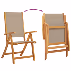 VidaXL 3279245 chaise d'extérieur Terrace Siège rembourré Bois d'acacia, Tissu Taupe - Vue supplémentaire 5