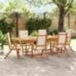 vidaXL Ensemble à Manger de jardin 7pcs bois d'acacia solide textilène