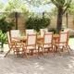 vidaXL Ensemble à manger de jardin 9pcs bois d'acacia solide textilène