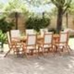 vidaXL Ensemble à manger de jardin 9pcs bois d'acacia solide textilène