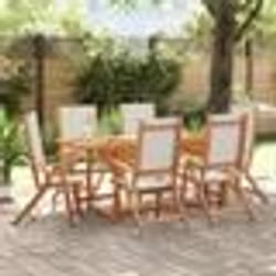 vidaXL Ensemble à Manger de jardin 7pcs bois d'acacia solide textilène