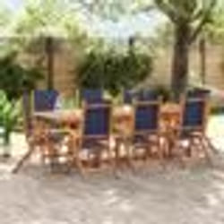 vidaXL Ensemble à manger de jardin 9pcs bois d'acacia solide textilène