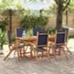 vidaXL Ensemble à Manger de jardin 7pcs bois d'acacia solide textilène