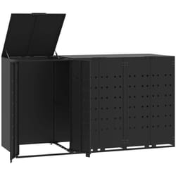 Vidaxl - Rangement à roulettes pour poubelles pour 3 bacs noir acier