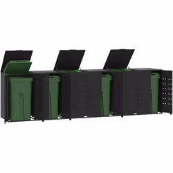 Ce rangement pour poubelles à roulettes cache discrètement vos poubelles dans le jardin, transformant votre espace extérieur ...