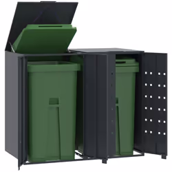Ce rangement pour poubelles à roulettes cache discrètement vos poubelles dans le jardin, transformant votre espace extérieur ...