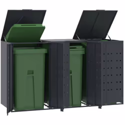 Ce rangement pour poubelles à roulettes cache discrètement vos poubelles dans le jardin, transformant votre espace extérieur ...