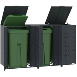 Vidaxl - Rangement à roulettes pour poubelles pour 3 bacs anthracite