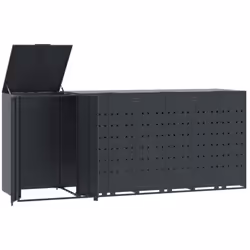 Ce rangement pour poubelles à roulettes cache discrètement vos poubelles dans le jardin, transformant votre espace extérieur  ...