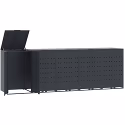 Ce rangement pour poubelles à roulettes cache discrètement vos poubelles dans le jardin, transformant votre espace extérieur  ...