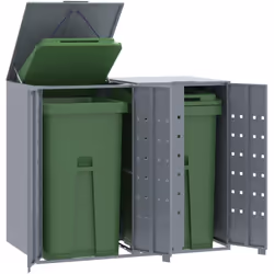 Ce rangement pour poubelles à roulettes cache discrètement vos poubelles dans le jardin, transformant votre espace extérieur  ...