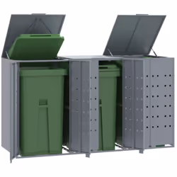 Ce rangement pour poubelles à roulettes cache discrètement vos poubelles dans le jardin, transformant votre espace extérieur ...