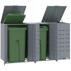 Vidaxl - Rangement à roulettes pour poubelles pour 3 bacs gris acier