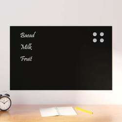 Tableau noir magnétique mural Noir 80x50 cm Verre trempé Vidaxl