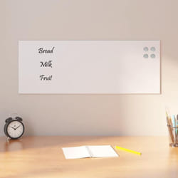 Tableau noir magnétique mural Blanc 80x30 cm Verre trempé - Vidaxl