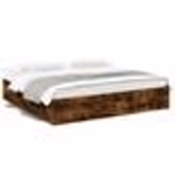 vidaXL Cadre de lit sans matelas chêne fumé 200x200 cm - 200 x 200 cm
