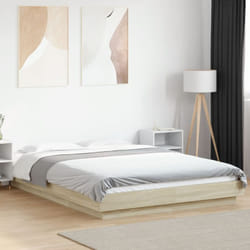 Vidaxl - Cadre de lit avec lumières led chêne sonoma 140x190 cm