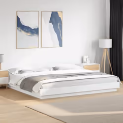 vidaXL Cadre de lit sans matelas blanc 200x200 cm - 200 x 200 cm