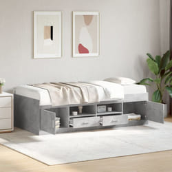 vidaXL Lit de jour avec tiroirs sans matelas gris béton 90x190 cm - 90 x 190 cm
