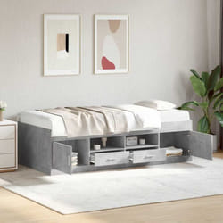 Lit De Jour Avec Tiroirs Sans Matelas Gris Béton 75x190 Cm Vidaxl