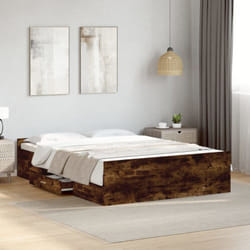 Vidaxl - Cadre de lit avec tiroirs sans matelas chêne fumé 140x190 cm