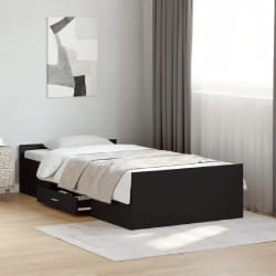 vidaXL Cadre de lit avec tiroirs sans matelas noir 75x190 cm
