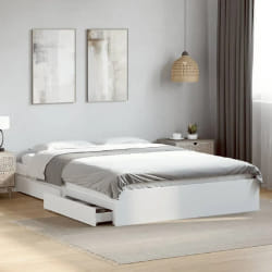 vidaXL Cadre de lit avec tiroirs sans matelas blanc 160x200 cm