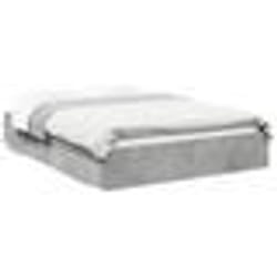 vidaXL Cadre de lit avec tiroirs sans matelas gris béton 150x200 cm - 150 x 200 cm