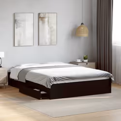 vidaXL Cadre de lit avec tiroirs sans matelas noir 140x190 cm - 140 x 190 cm