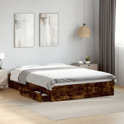 Vidaxl - Cadre de lit avec tiroirs sans matelas chêne fumé 140x190 cm