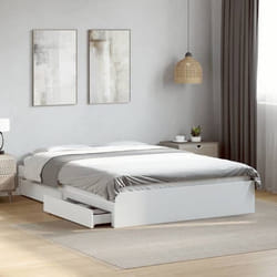 vidaXL Cadre de lit à tiroirs blanc 120x190 cm bois dingénierie lit lit de rangement cadre de lit double lit double 3280699