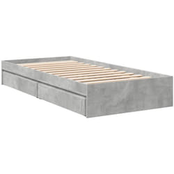 Cadre de lit et tiroirs gris béton 75x190 cm bois d'ingénierie
