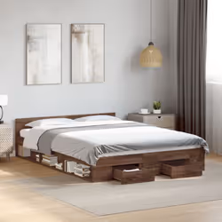 Ajoutez une touche moderne à votre chambre à coucher avec ce cadre de lit avec tiroirs ! Il apportera une touche pratique et  ...