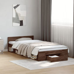 Cadre De Lit Et Tiroir Chêne Marron 75x190 Cm Bois D'Ingénierie