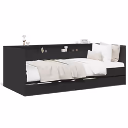 VidaXL 3280847, lit sofa, Noir, Bois, 2030 mm, 1015 mm, 730 mm