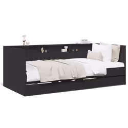 VidaXL 3280854, lit sofa, Noir, Bois, 1930 mm, 1015 mm, 730 mm