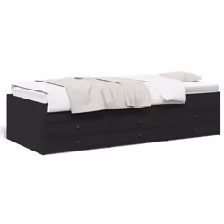 VidaXL 3280868, lit sofa, Noir, Bois, 2030 mm, 1015 mm, 455 mm