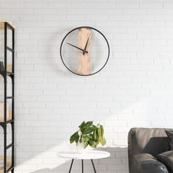 vidaXL Horloge murale marron Ø35 cm fer et bois de chêne