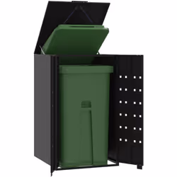 Ce rangement pour poubelles à roulettes cache discrètement vos poubelles dans le jardin, transformant votre espace extérieur  ...