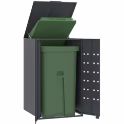 Ce rangement pour poubelles à roulettes cache discrètement vos poubelles dans le jardin, transformant votre espace extérieur ...