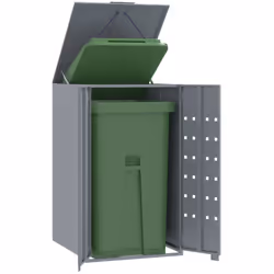 Ce rangement pour poubelles à roulettes cache discrètement vos poubelles dans le jardin, transformant votre espace extérieur  ...
