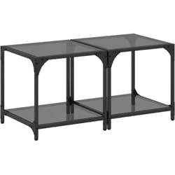 Tables basses avec dessus en verre noir 2 pcs 40x40x40 cm acier Vidaxl