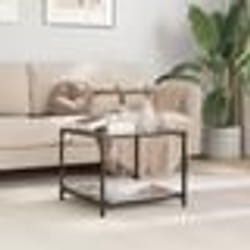 vidaXL Table basse avec dessus en verre noir 50x50x40 cm acier