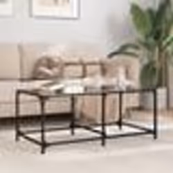 vidaXL Table basse avec dessus en verre noir 98,5x50x40 cm acier