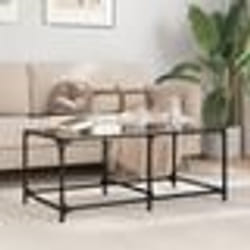 vidaXL Table basse avec dessus en verre noir 98,5x50x40 cm acier