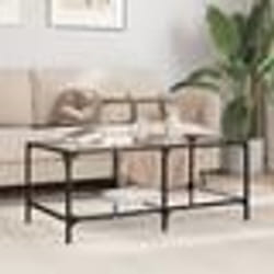 vidaXL Table basse avec dessus en verre transparent 98,5x50x40cm acier
