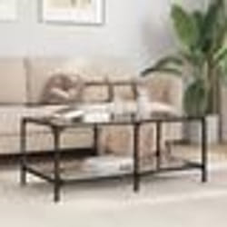 vidaXL Table basse avec dessus en verre noir 98,5x50x40 cm acier