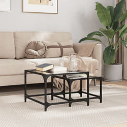 Vidaxl - Tables basses gigognes 2 pcs dessus en verre noir acier