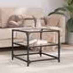 vidaXL Table basse avec dessus en verre transparent 50x50x45 cm acier