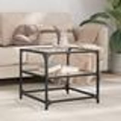 vidaXL Table basse avec dessus en verre transparent 50x50x45 cm acier